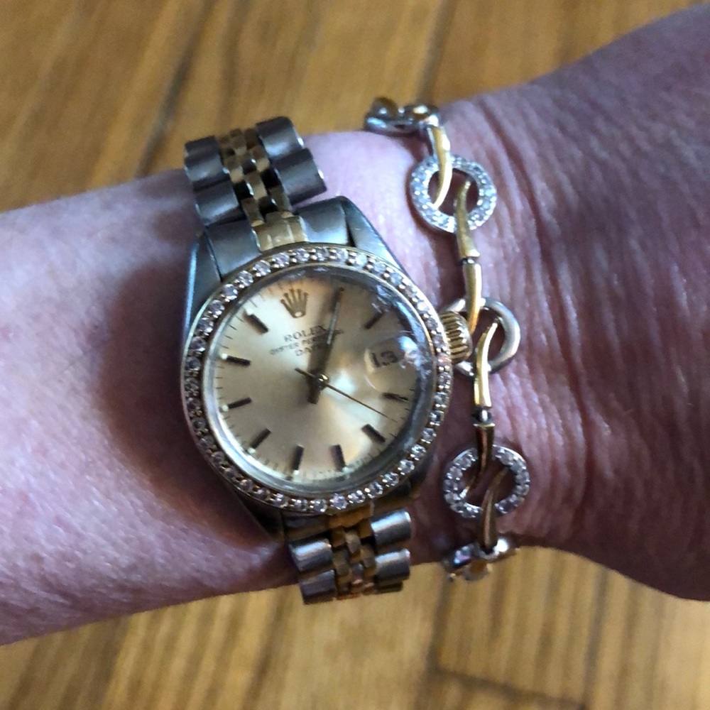 Two-Toned 18k and Rhodium CZ Bracelet